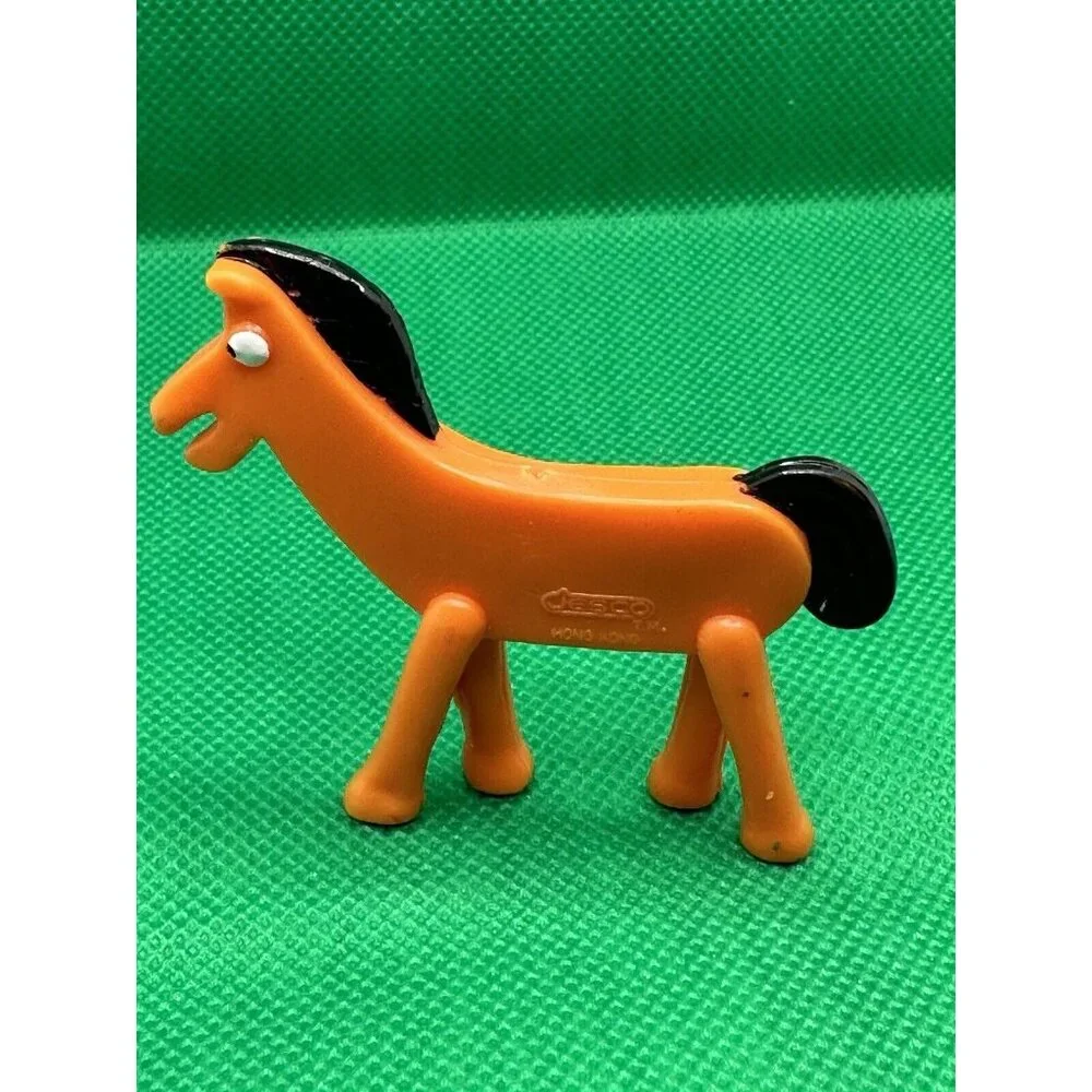 Jesco Pokey Bendable Rubber Gumby‎ Orange Horse Figure Mini 3